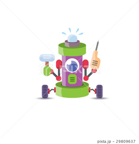 vector cartoon cute flat robot icon 29809637