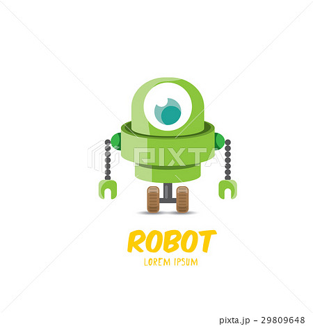 vector cartoon cute flat robot icon 29809648