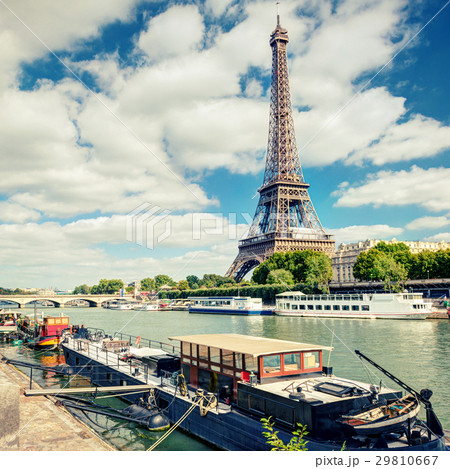 View of the Eiffel tower from the river Seine View of the Eiffel tower from the river Seine 29810667