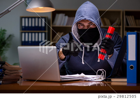 Hacker with dynamite stealing data 29812505