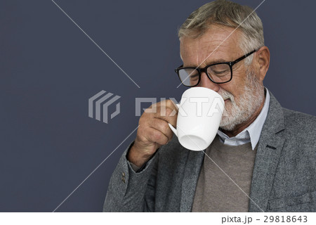 Caucasian Old Mature Drinking Coffee 29818643