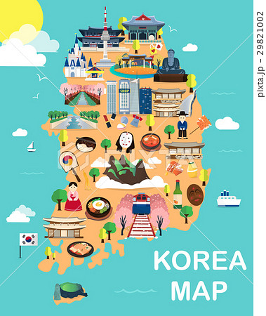 Map Of Korea Attractions Vector And Illustration のイラスト素材