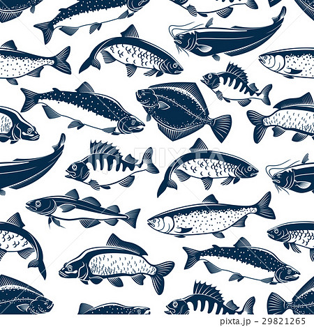 Fishes sketch seamless vector pattern 29821265