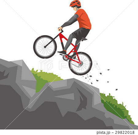 マウンテンバイクで山登りをするイメージイラストのイラスト素材 2918