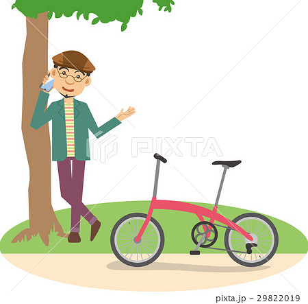 折りたたみ自転車とスマホを持つ男性のイメージイラスト 折りたたみ自転車とスマホを持つ男性のイメージイラスト 29822019