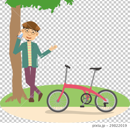 折りたたみ自転車とスマホを持つ男性のイメージイラスト 折りたたみ自転車とスマホを持つ男性のイメージイラスト 29822019
