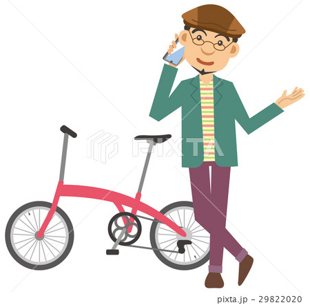 折りたたみ自転車とスマホを持つ男性のイメージイラスト 折りたたみ自転車とスマホを持つ男性のイメージイラスト 29822020