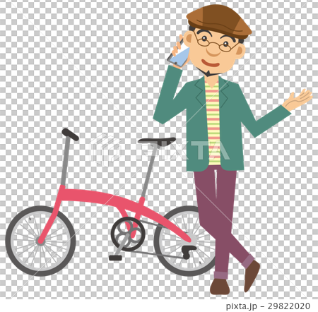 折りたたみ自転車とスマホを持つ男性のイメージイラスト 折りたたみ自転車とスマホを持つ男性のイメージイラスト 29822020