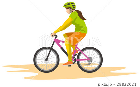 マウンテンバイクを運転する女性のイメージイラストのイラスト素材 2921