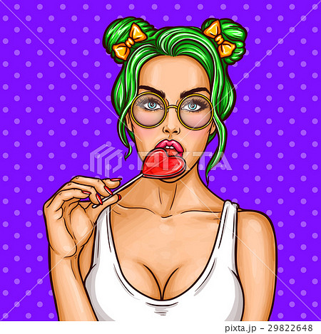 Pop art pin up young sexy punk girl sucks lollipop 29822648