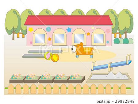 幼稚園 保育園の風景のイラスト素材