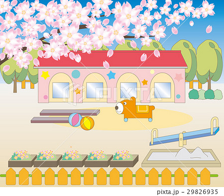 桜の木と幼稚園・保育園の風景 29826935