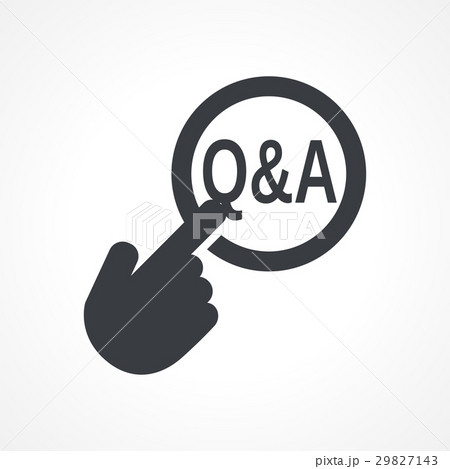 Hand presses the button with text "Q&A" 29827143