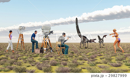 Movie crew and the dinosaur Velociraptor Movie crew and the dinosaur Velociraptor 29827999