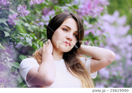dreamy girl near the lilac bush dreamy girl near the lilac bush 29829990