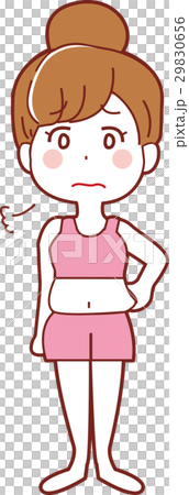 Illustration of a woman who is concerned about waist 29830656