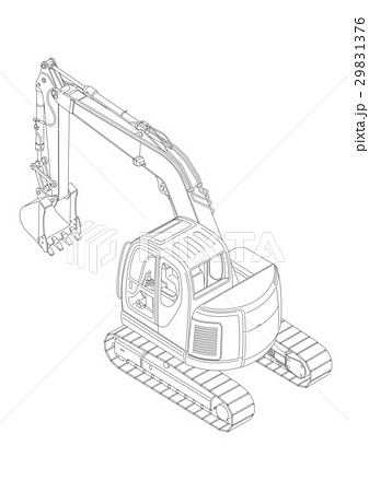 ショベルカー線画のイラスト素材 29831376 Pixta