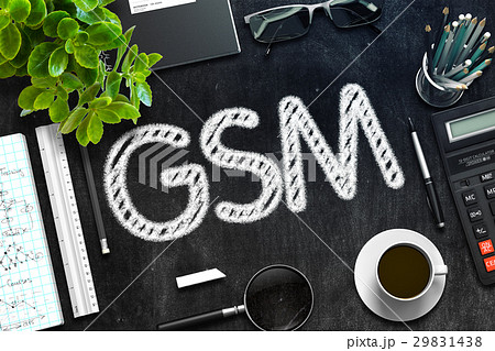 GSM Concept on Black Chalkboard. 3D Rendering. 29831438