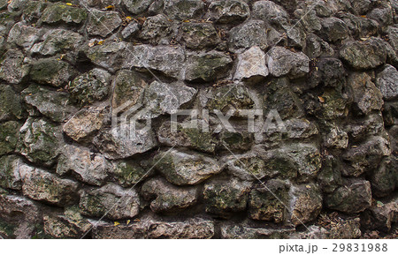 old stone masonry wall covered with moss mountain old stone masonry wall covered with moss mountain 29831988