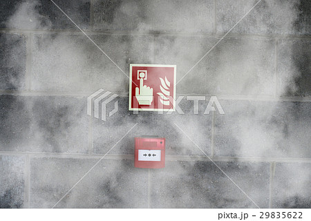 Emergency Fire Exit with fire smoke Emergency Fire Exit with fire smoke 29835622