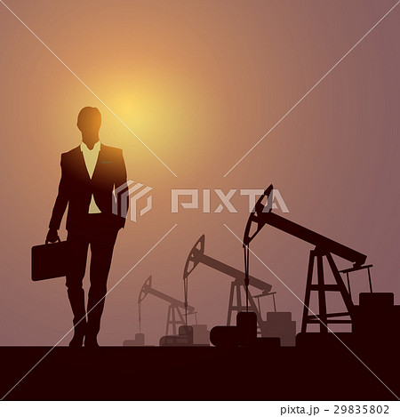 Business Man Pumpjack Oil Rig Crane Platform 29835802