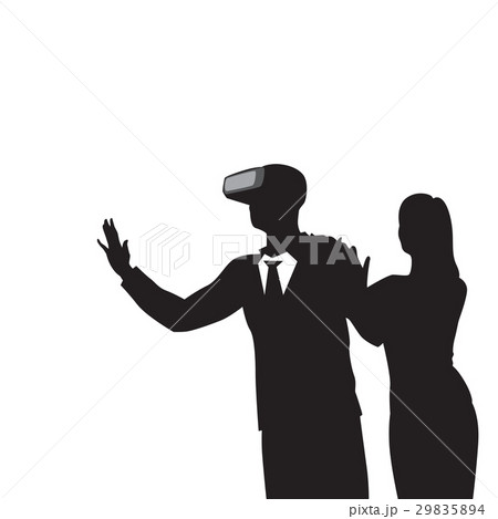 Silhouette Business Man Wear Virtual Reality 29835894