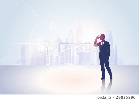 Silhouette Business Man Wear Virtual Reality 29835896