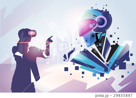 Silhouette Business Man Wear Virtual Reality 29835897