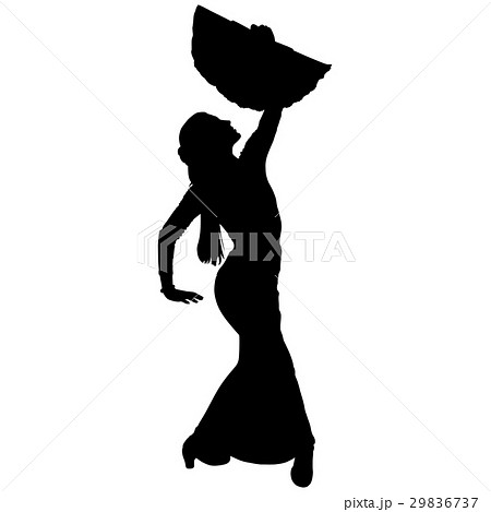 One black silhouette of female flamenco dancer 29836737