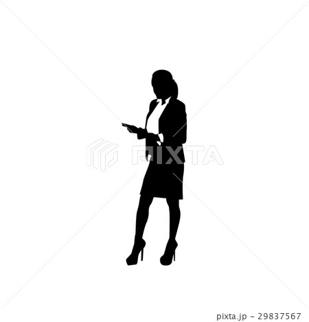 Business Woman Black Silhouette Full Length 29837567