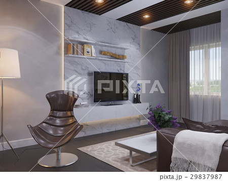 3d render of the interior design living room. 29837987