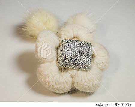 Beautiful wool flower with decoration close up 29840055