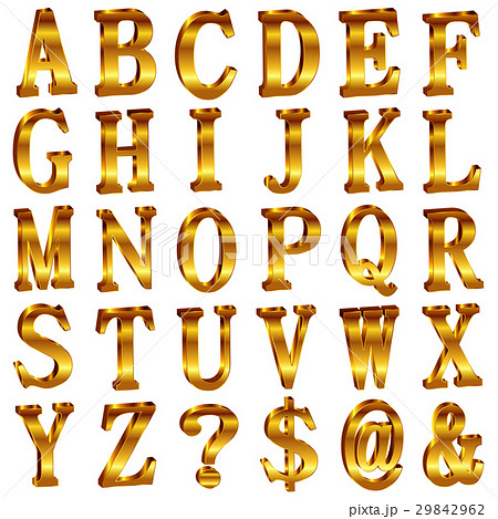 アルファベット 金 メタル アイコンのイラスト素材
