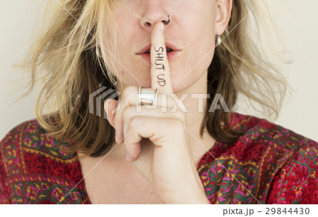 Woman Quiet Shut Up Secret Shh Portrait Concept Woman Quiet Shut Up Secret Shh Portrait Concept 29844430