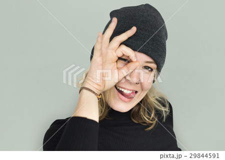 Caucasian Lady Okay Sign Concept Caucasian Lady Okay Sign Concept 29844591