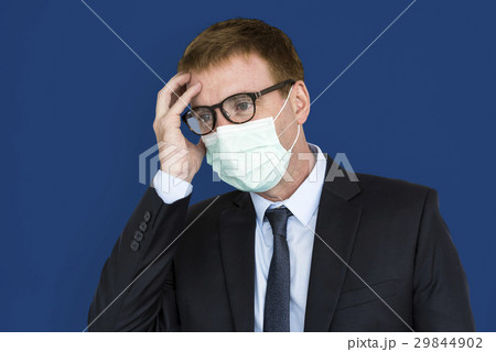 Businessman Unwell Face Mask Concept 29844902
