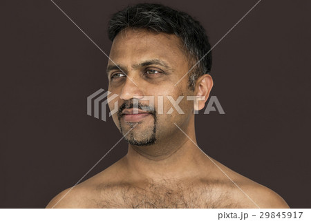 Indian Man Smiling Happiness Bare Chest Portrait 29845917