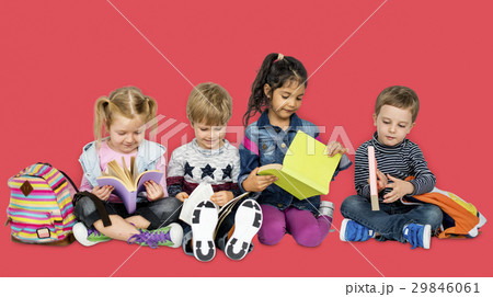 Little Children Reading Books Smiling Little Children Reading Books Smiling 29846061