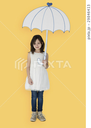 Portrait of a Little Caucasian Girl Smiling with an Umbrella Isolated Portrait of a Little Caucasian Girl Smiling with an Umbrella Isolated 29846413