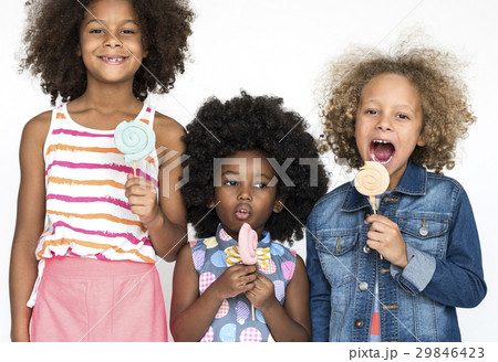 Children Smiling Happiness Studio Portrait Sweet Lollipop Children Smiling Happiness Studio Portrait Sweet Lollipop 29846423