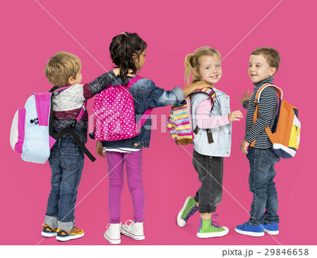 Little Children Carrying Backpack School Little Children Carrying Backpack School 29846658
