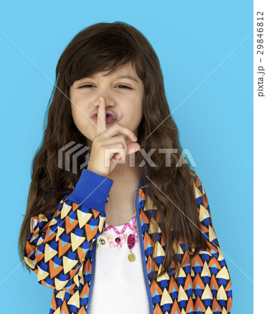 Little Girl Smiling Happiness Quiet Shut Up Secret Shh Portrait 29846812