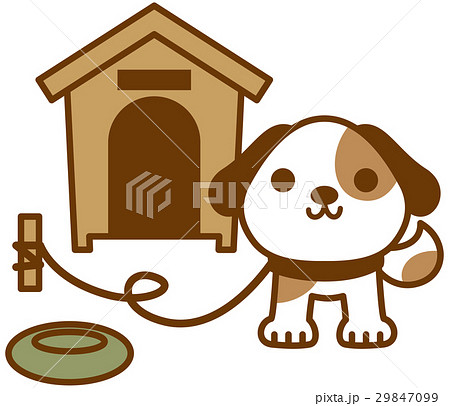 犬のイラスト 犬と犬小屋のイラスト素材