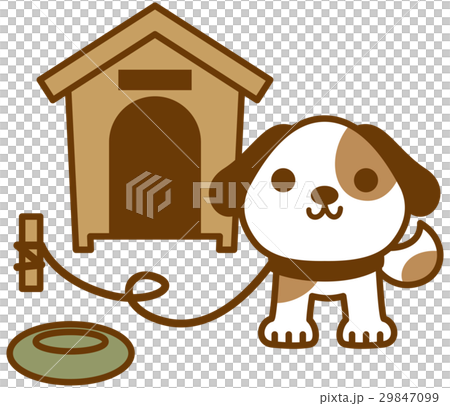 犬のイラスト 犬と犬小屋のイラスト素材