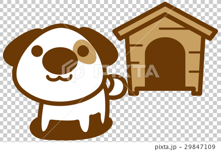 かわいい白い犬と犬小屋のイメージイラストのイラスト素材