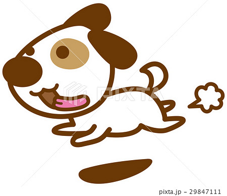 かわいい白い犬 走っているイメージイラストのイラスト素材 29847111