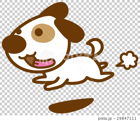 かわいい白い犬 走っているイメージイラストのイラスト素材