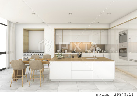 3d rendering scandinavian kitchen and dining room 3d rendering scandinavian kitchen and dining room 29848511