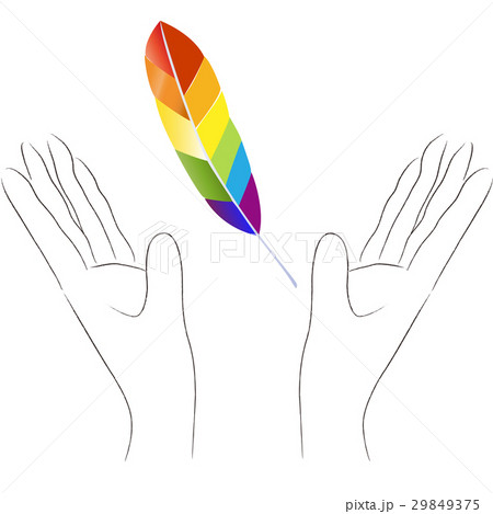 羽と手のイラスト素材