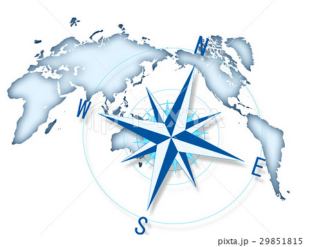 コンパス 経営指針 世界地図 ビジネスのイラスト素材
